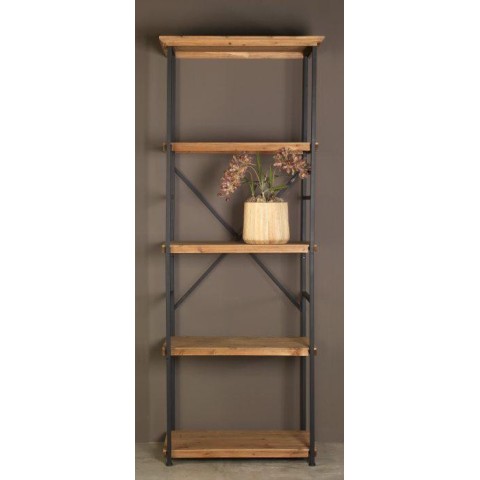 SCAFFALE 4 PIANI METALLO NEROLEGNO 80X50 H210